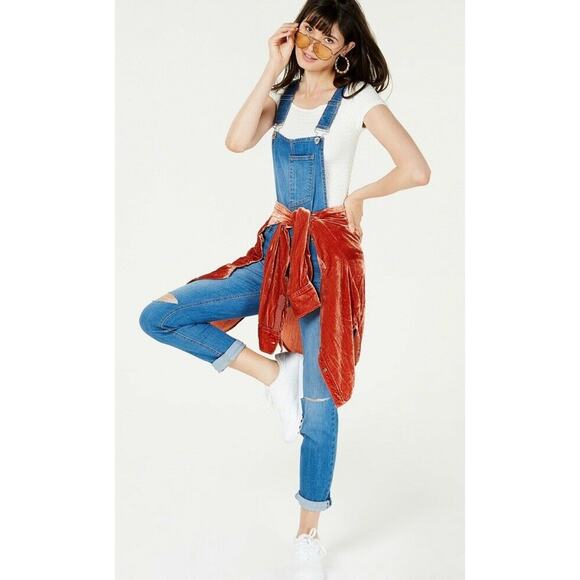 Dollhouse Skinny Denim Overalls Jeans Created for Macy's Sz 0 W24L29 Distressed - Picture 3 of 6